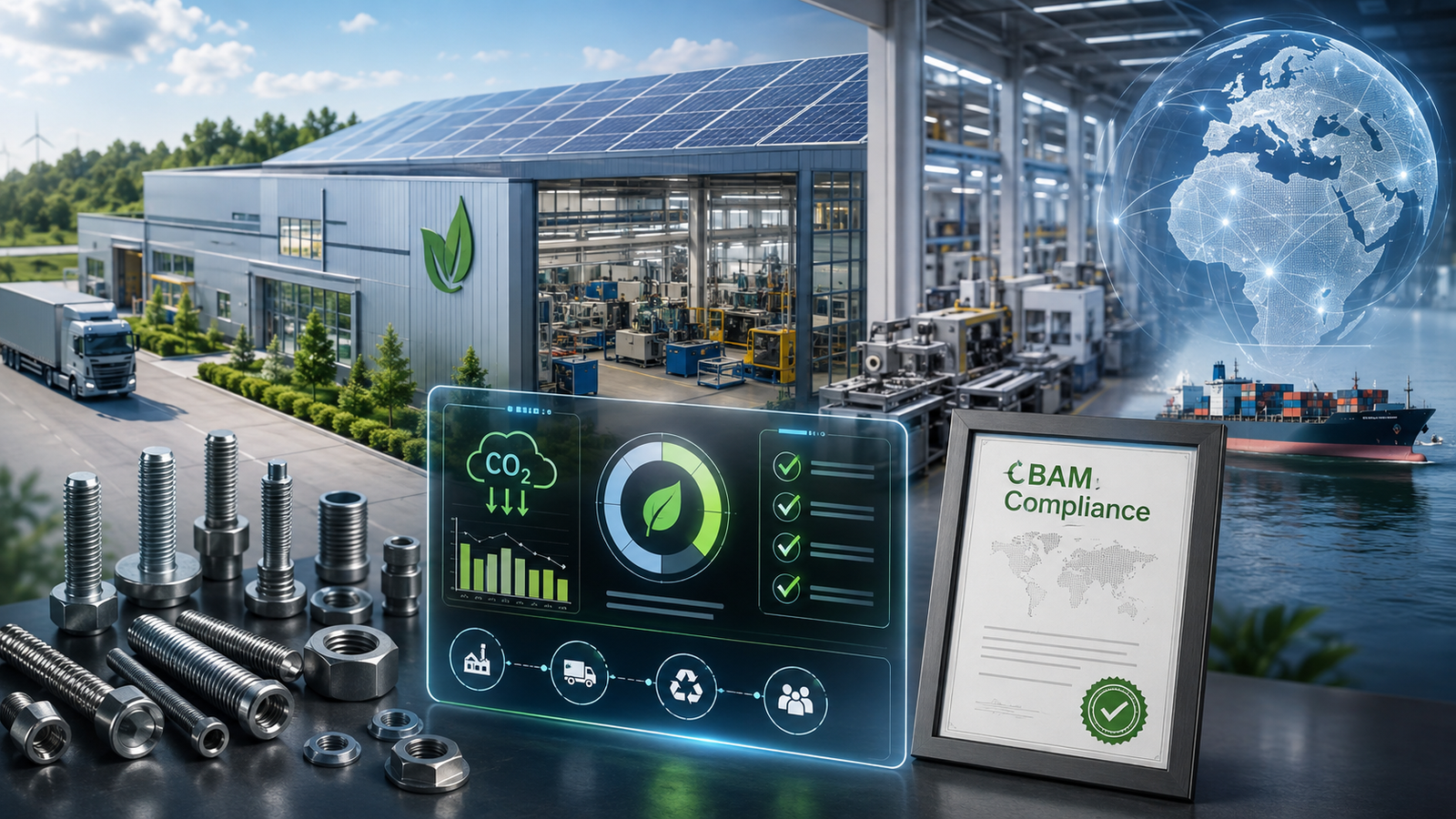 solar powered green factory CBAM compliance for fastener manufacturers